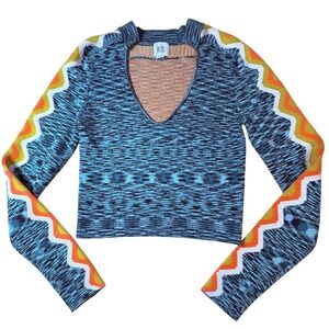 BDG Urban Outfitters Cropped Knit Sweater Top Zigzag Sleeve Retro Y2K women's M